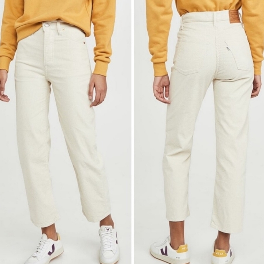 NEW Levi’s Ribcage Straight Ankle Jeans Cream - 28